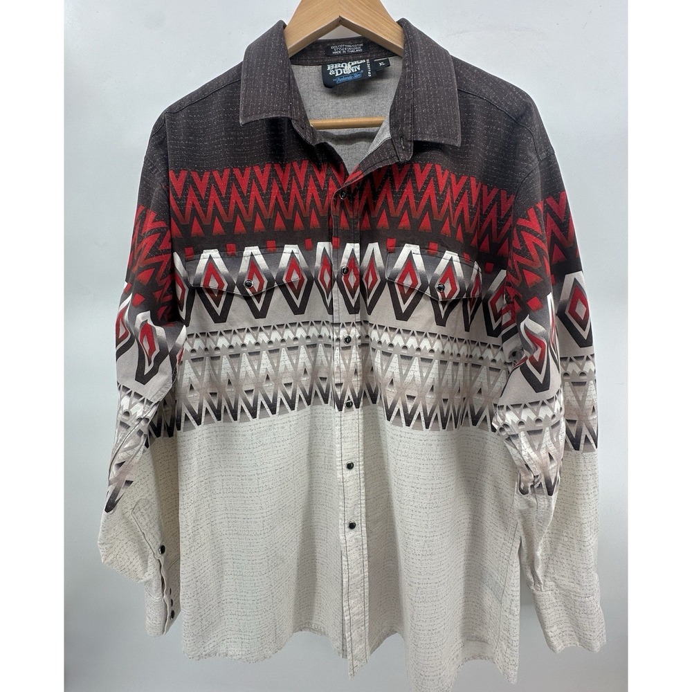 Brooks & Dunn Panhandle Slim Shirt Men XL Western Aztec Print Pearl Snap GG36